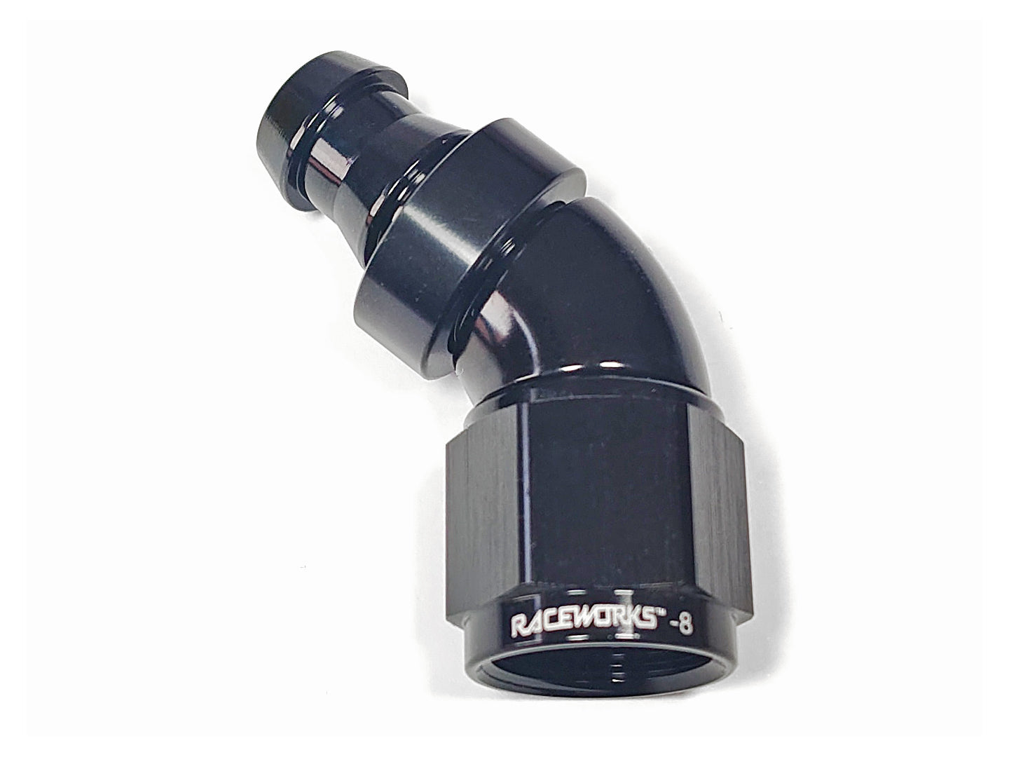 AN-8 to Push Lock Hose Adapter, 45 Degree Oil Drain Fitting