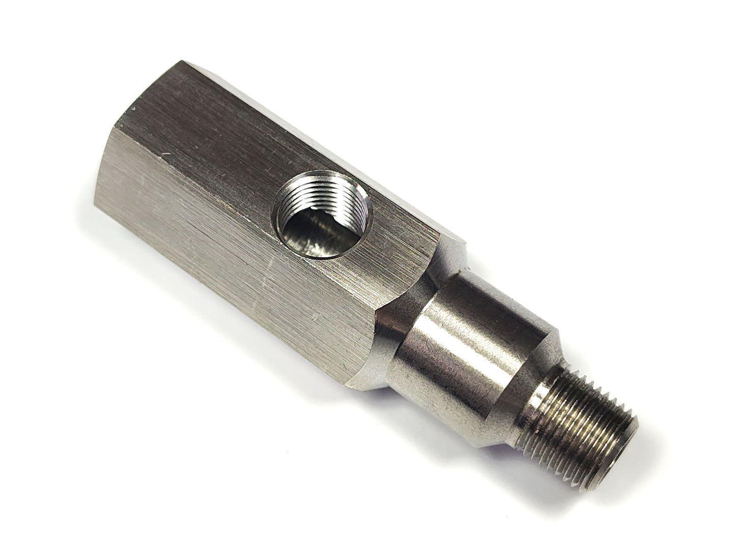 1/8" NPT Oil Feed Adapter Tee w/ 1/8" NPT on Side, Stainless