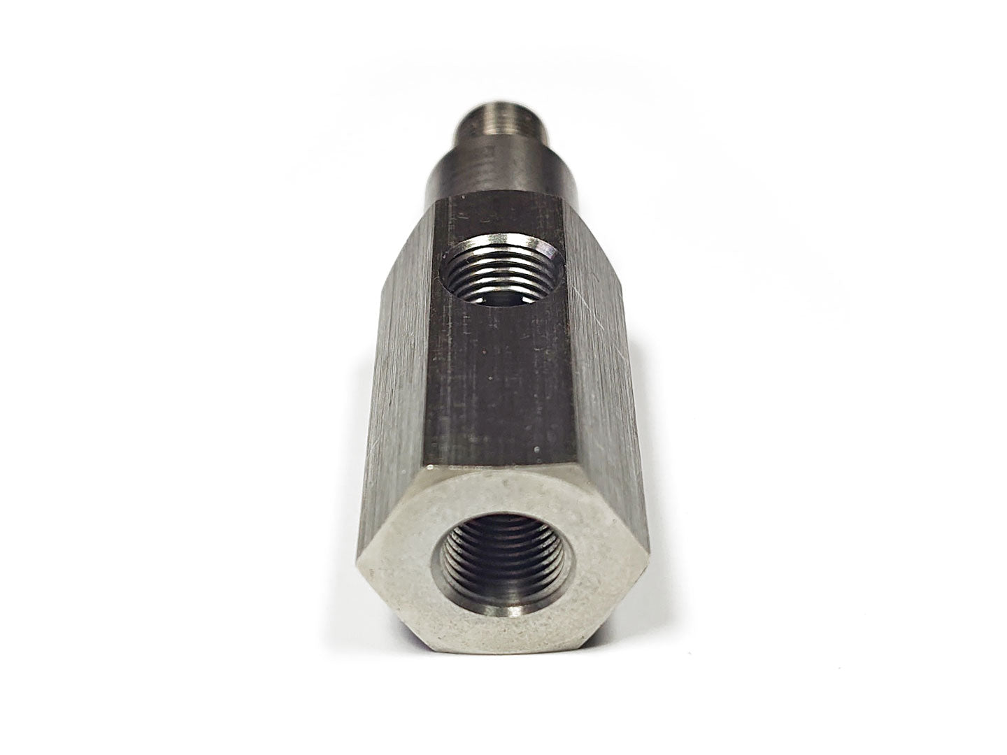 1/8" NPT Oil Feed Adapter Tee w/ 1/8" NPT on Side, Stainless