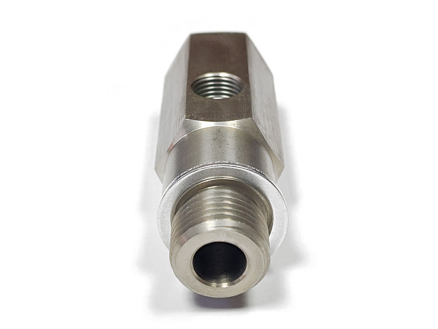 M16 Oil Feed Adapter Tee w/ 1/8" NPT on Side, Stainless