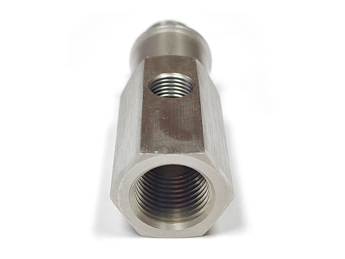 M16 Oil Feed Adapter Tee w/ 1/8" NPT on Side, Stainless