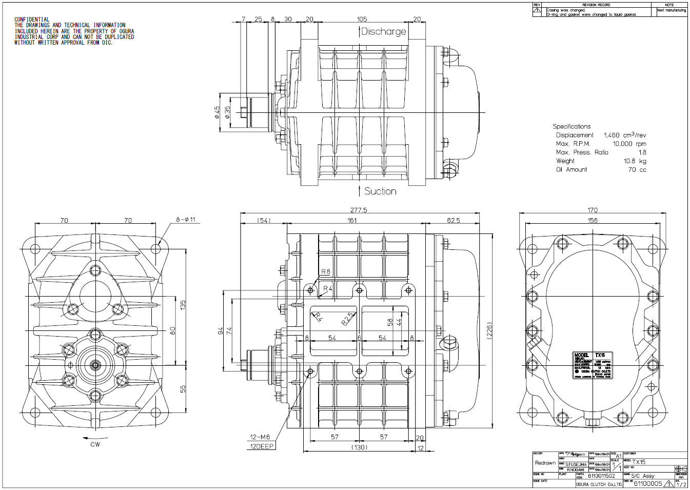 Ogura TX15 Supercharger with Clutch Assembly