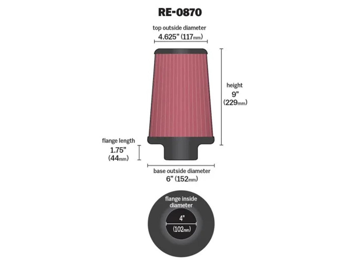 Performance Air Filter, 4" Flange