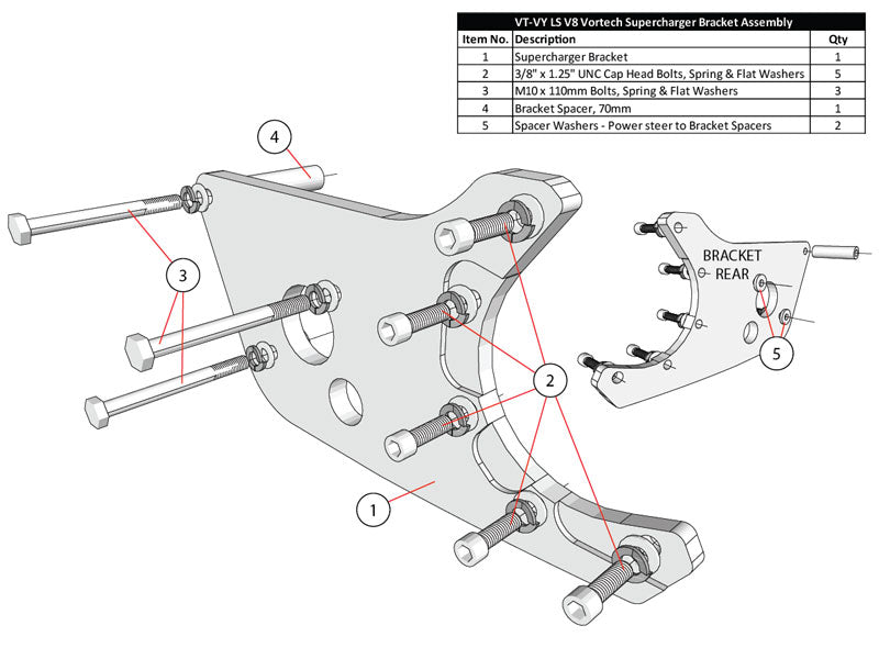 VT-VY LS-1 Billet Steel Bracket Kit (Crank Drive), Standard Rotation