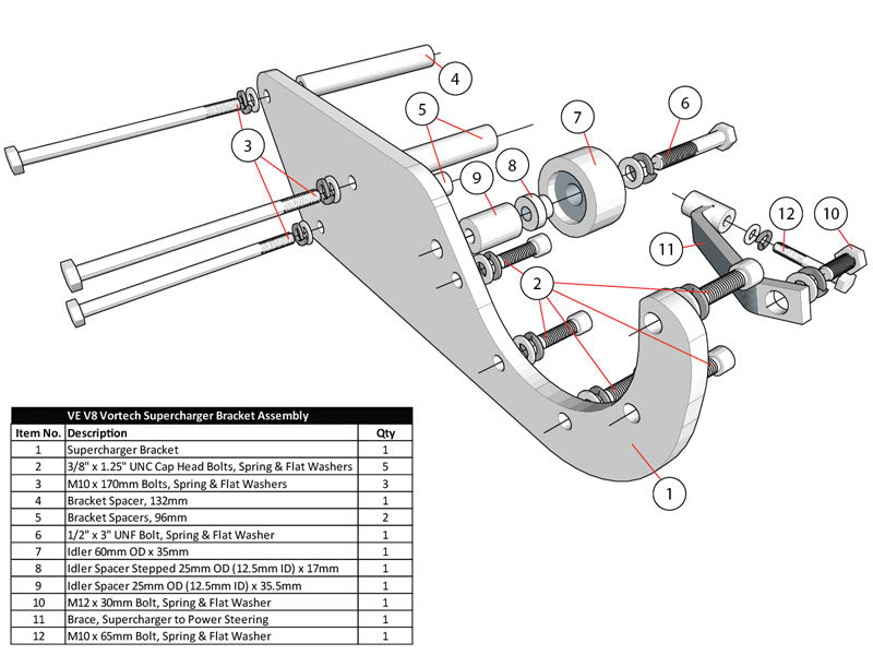 VE V8 Aluminium Bracket & Pulley Kit (Engine Belt Drive) Reverse Rotation