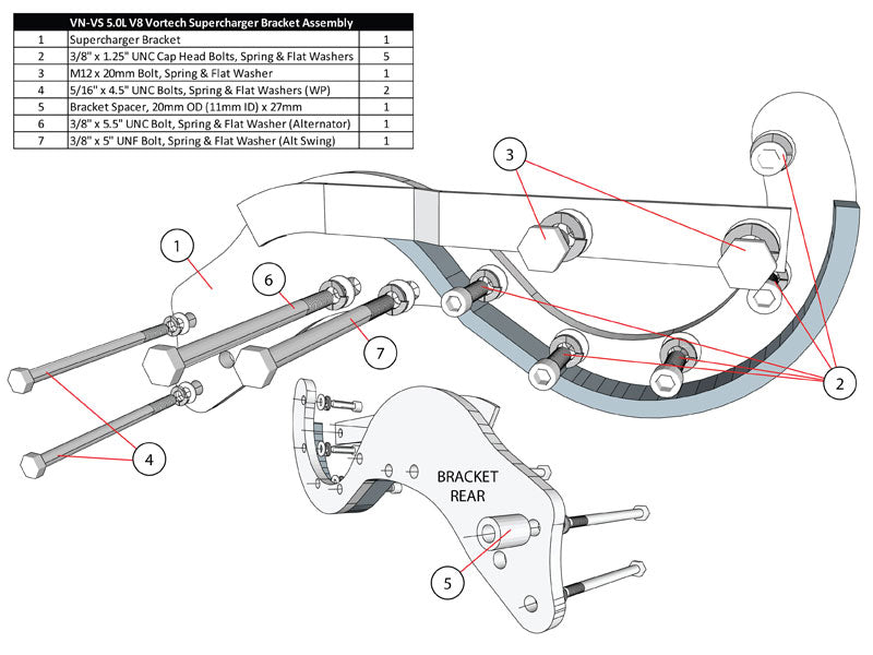 VN-VS 5.0L V8 Steel Bracket Kit (Crank Drive), Standard Rotation