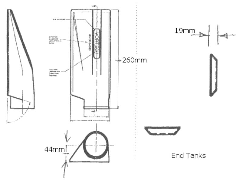 Vortech Charge Cooler (Water to Air Intercooler), End Tank Type 3